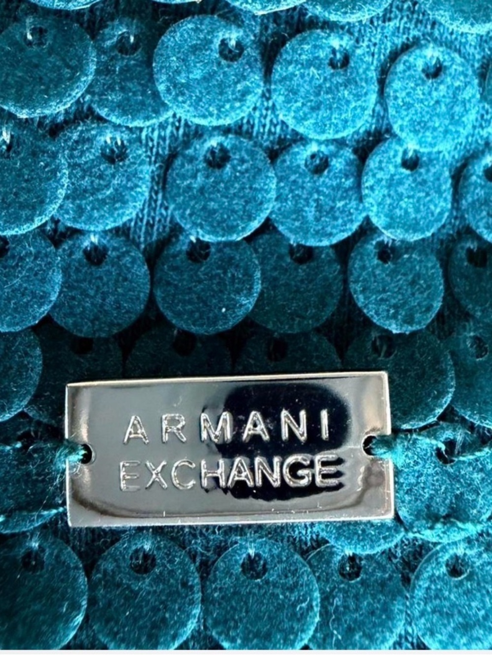Armani Exchange Y2K Dark Teal Sequin Scoop Rib Tank - Picture 5 of 6